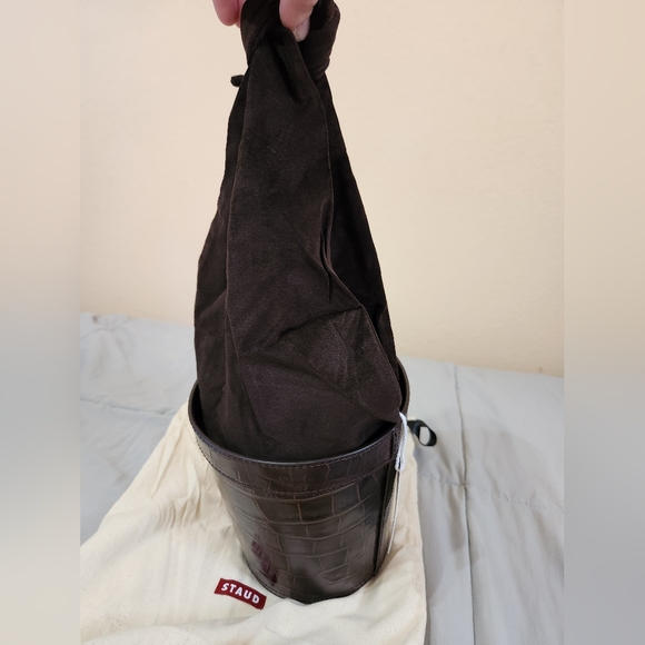 Staud Britt Croc Embossed Leather Bucket Bag NWT - Picture 8 of 12